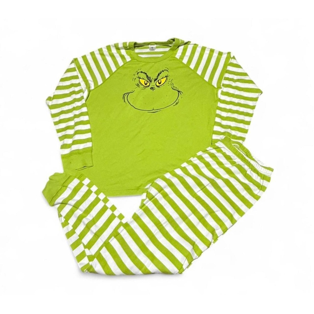 Dr Seuss Grinch Pajama Set Womens XXL Green Striped Christmas Hanna Andersson